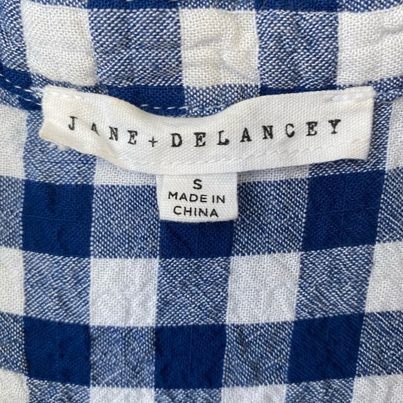 Jane & Delancey Blue and White Checkered blouse. Sz. Small - Picture 2 of 4